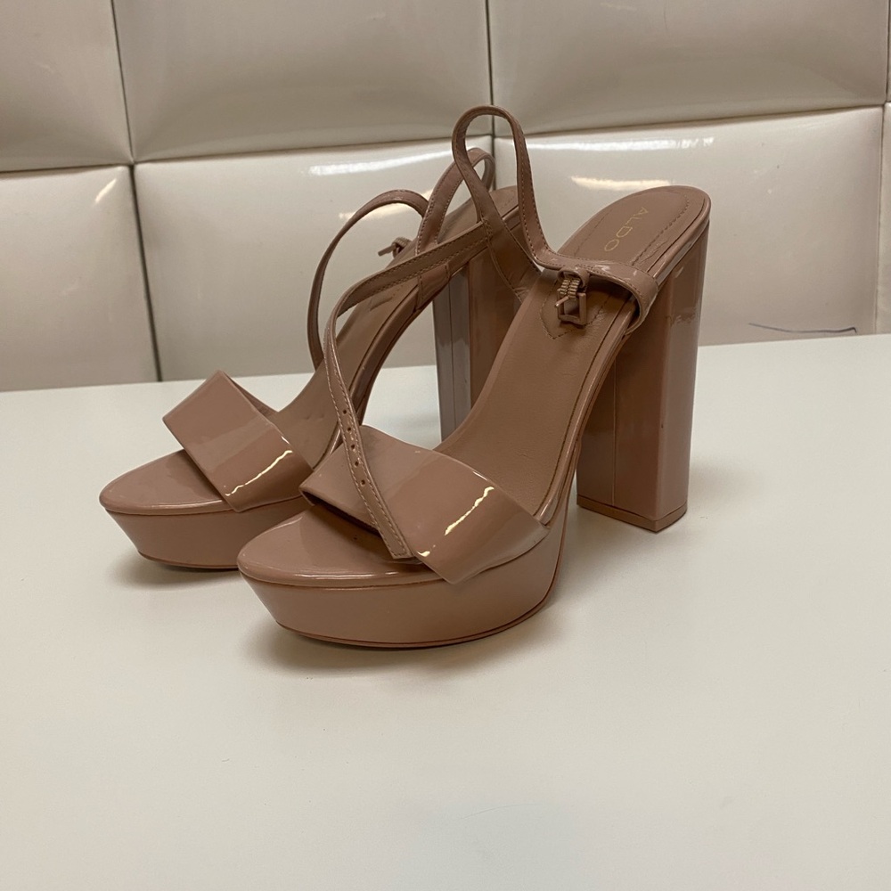 ALDO Platform Heels - NUDE BLUSH - Pink Beige - High Heel Platforms Patent 9.5